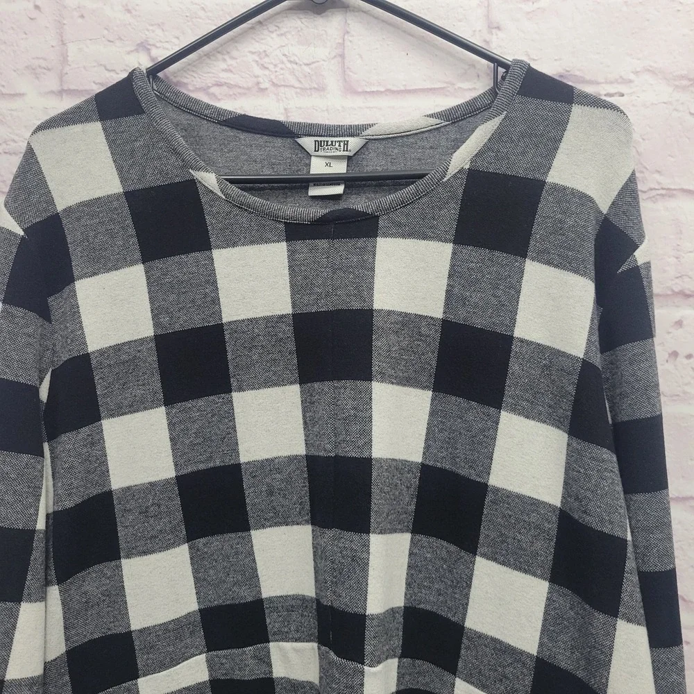 Duluth Trading Co Buffalo Plaid Tunic Dress XL Flannel Pockets Cozy Cabin Warm - Picture 9 of 10